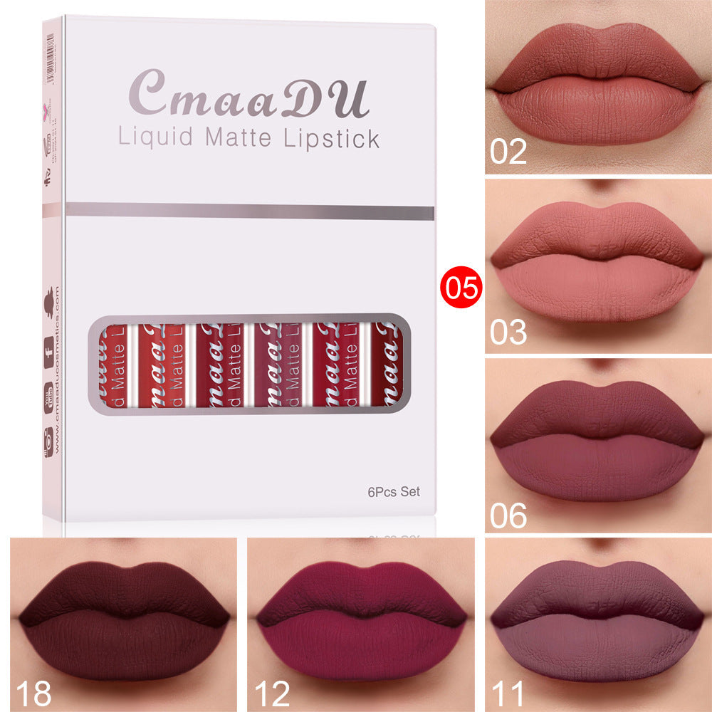 "6 Boxes Matte Waterproof Lipstick"