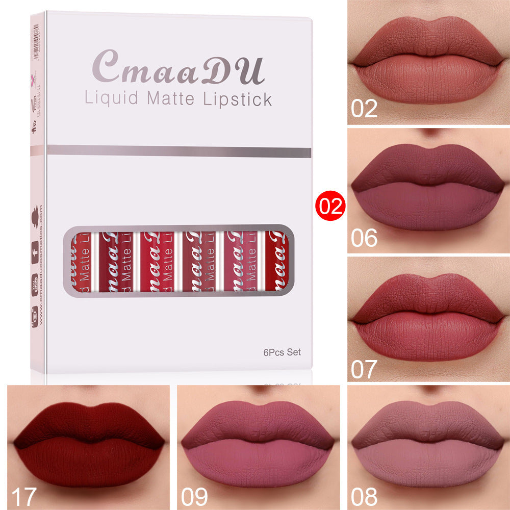 "6 Boxes Matte Waterproof Lipstick"