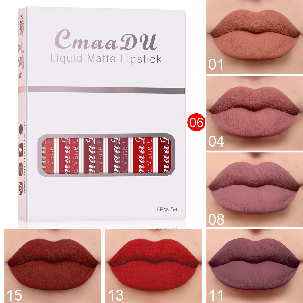 "6 Boxes Matte Waterproof Lipstick"